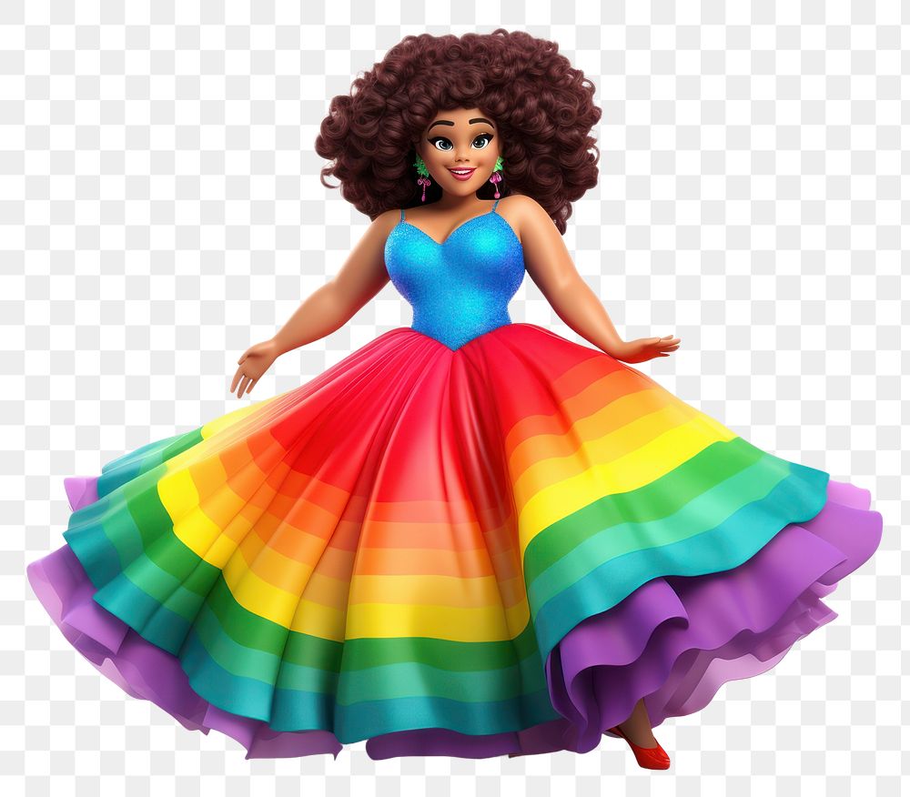 PNG Dress rainbow doll toy. 