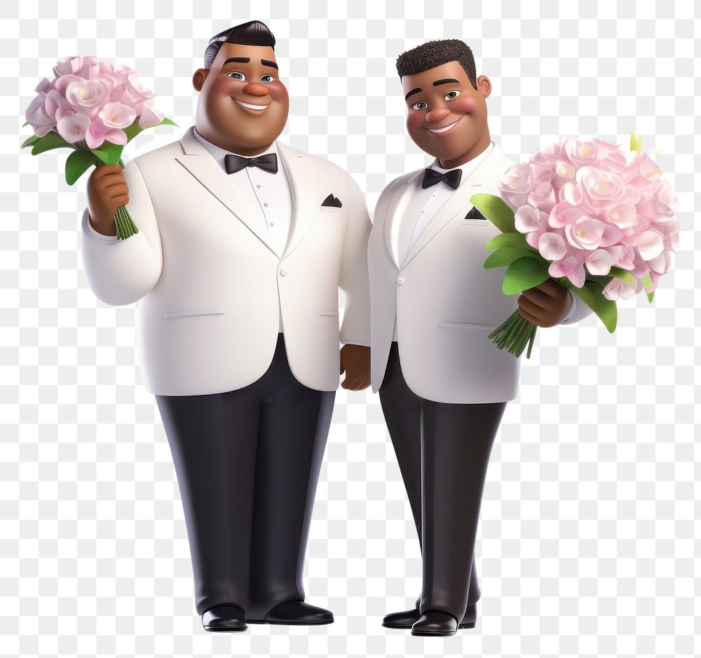PNG Tuxedo flower cartoon adult. AI generated Image by rawpixel.