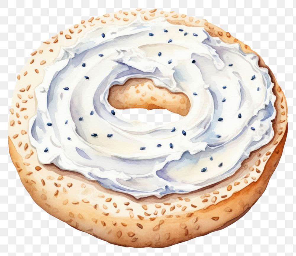 PNG Bagel cream dessert bread. AI generated Image by rawpixel.