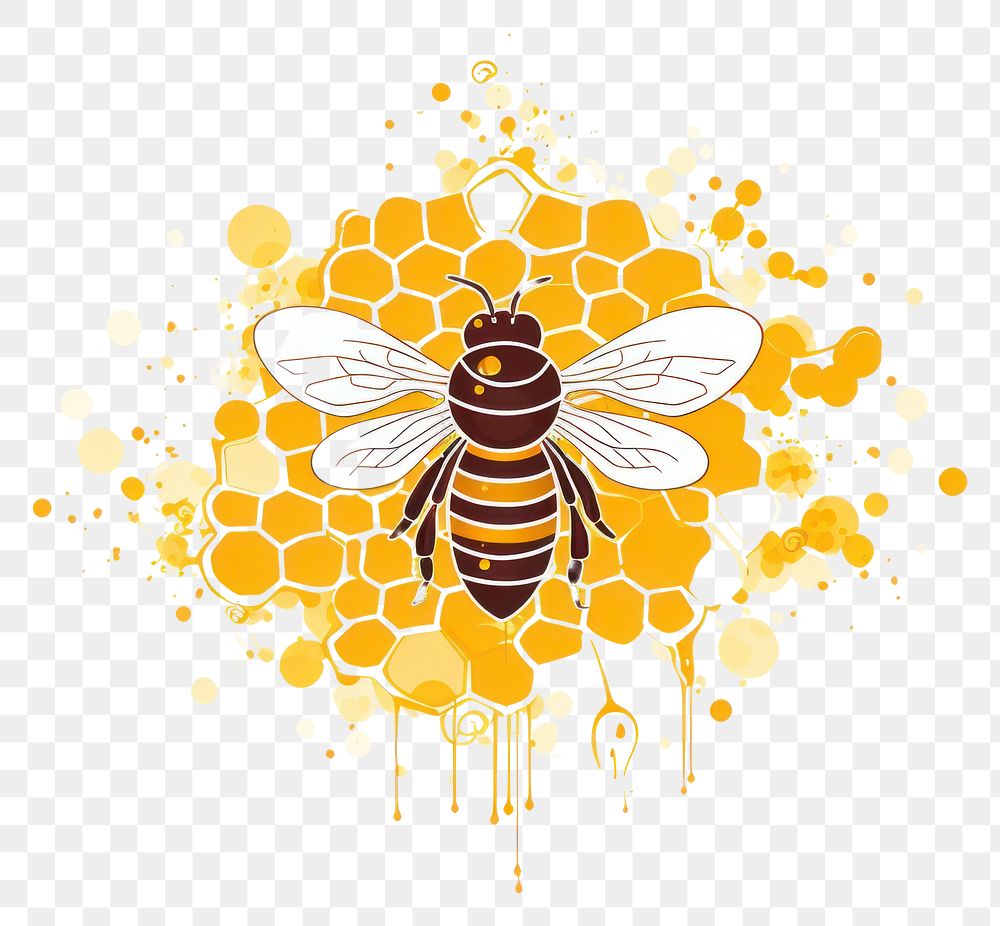 PNG Honey bee drawing insect. AI generated Image by rawpixel.