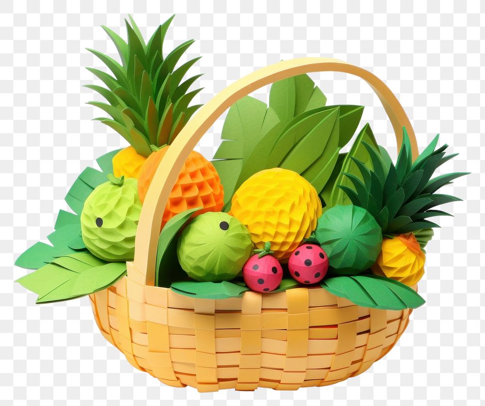 PNG Basket fruit pineapple plant. AI generated Image by rawpixel.