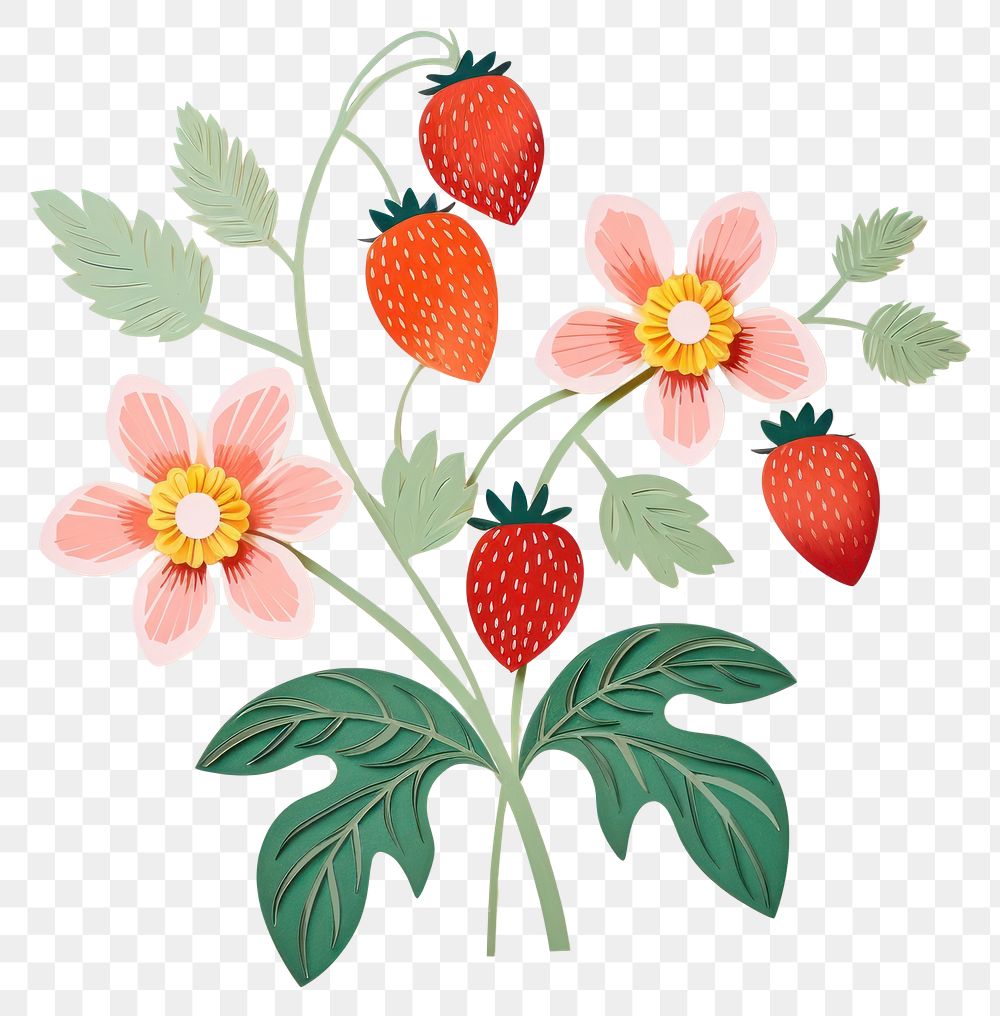 PNG Strawberry fruit pattern plant. AI generated Image by rawpixel.