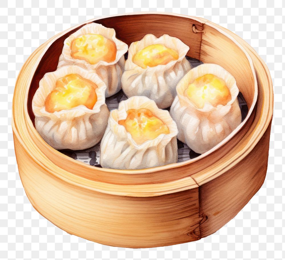 PNG Dumpling food xiaolongbao chopsticks, digital paint illustration. AI generated image