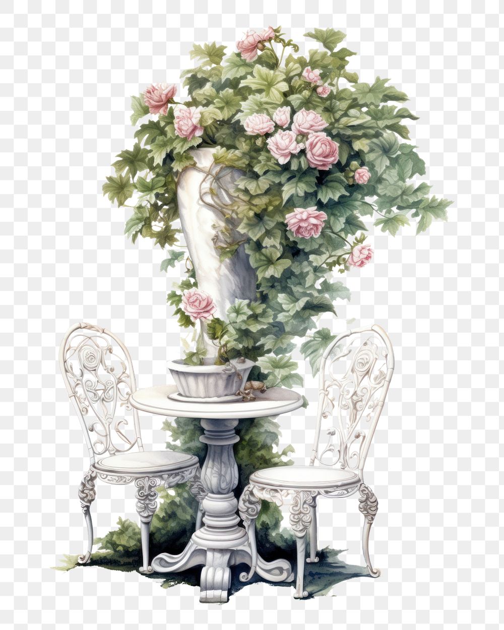 Furniture porcelain flower chair. AI generated Image by rawpixel.