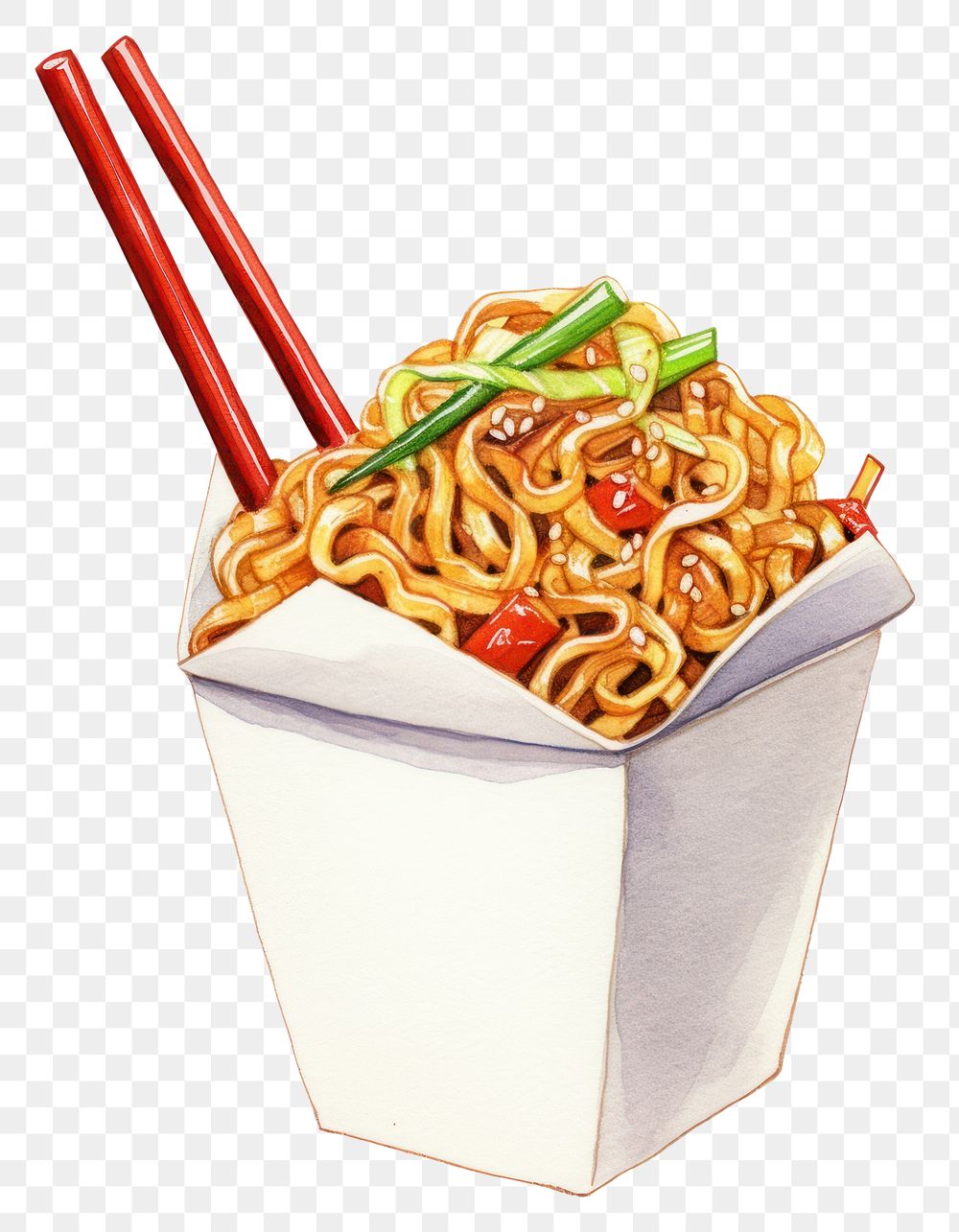 PNG Noodle food, digital paint illustration. AI generated image