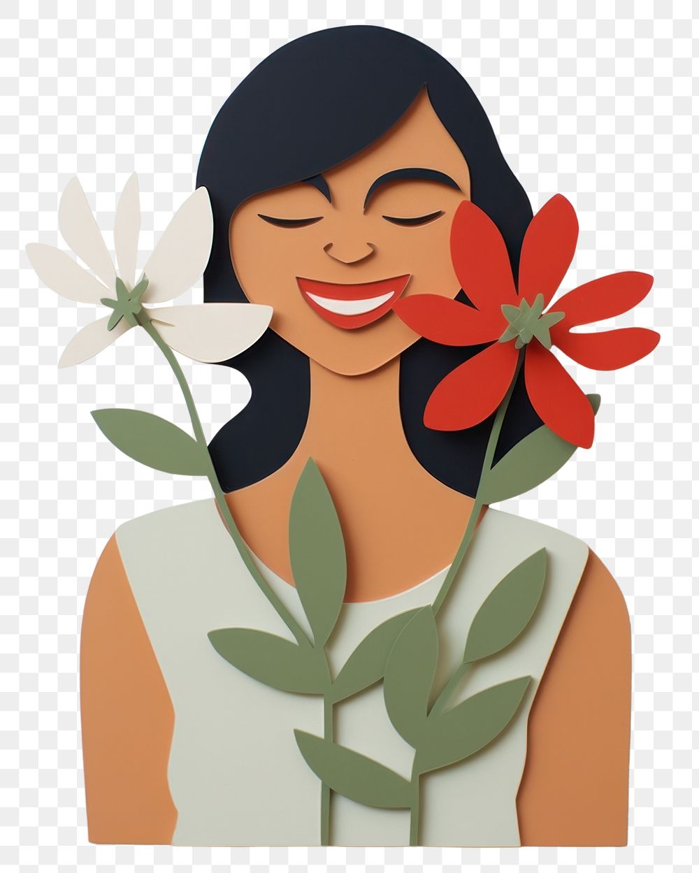 PNG Flower portrait smiling craft. AI generated Image by rawpixel.