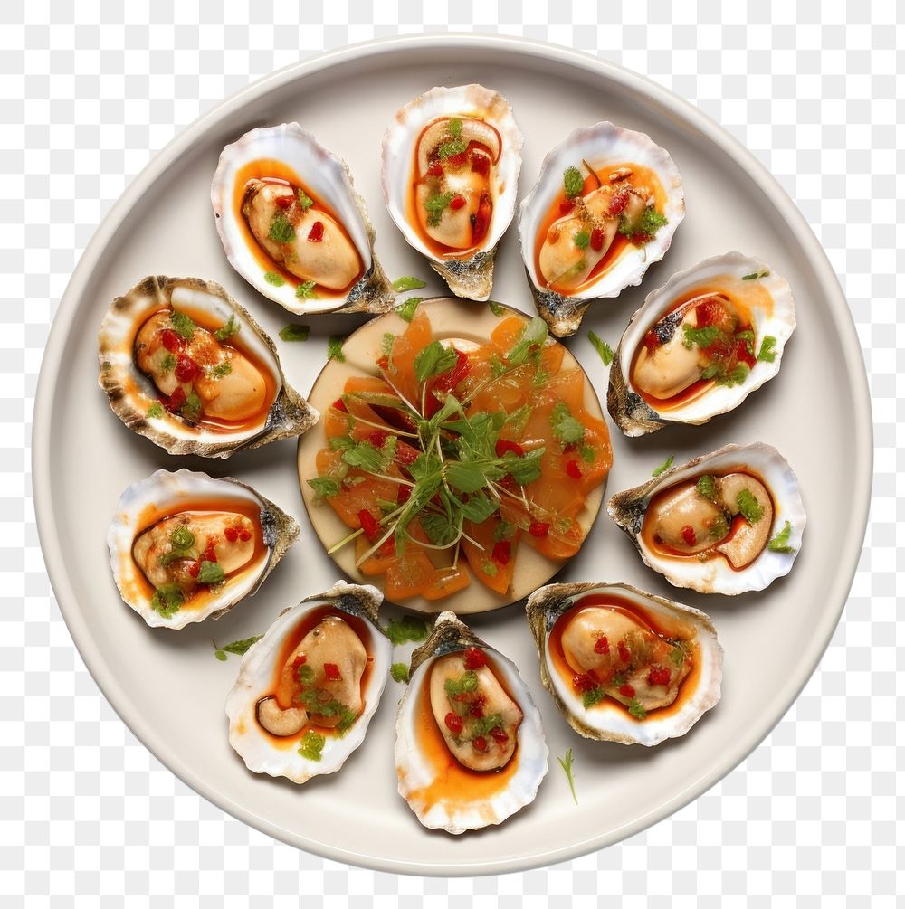 PNG Seafood oyster plate meal. AI generated Image by rawpixel.