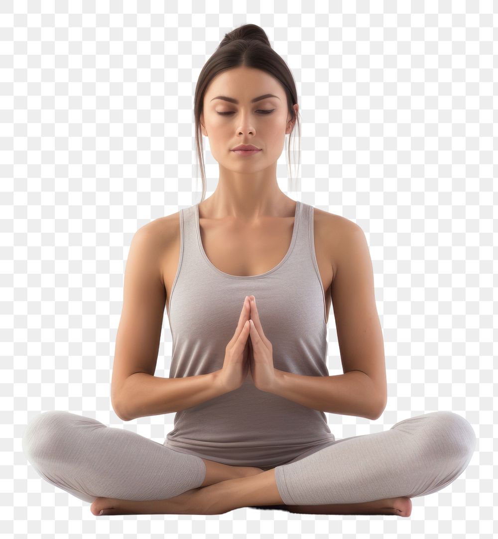 PNG Yoga meditating sitting sports. 