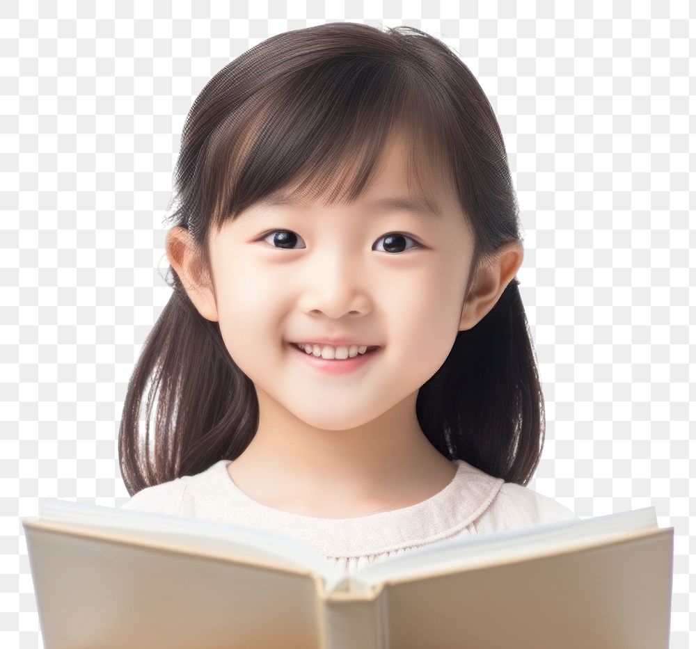 PNG Child portrait reading smile. AI generated Image by rawpixel.