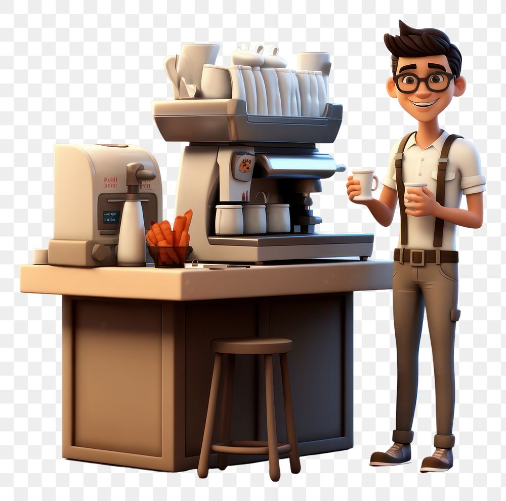 PNG Cartoon coffee desk transparent background. AI generated Image by rawpixel.