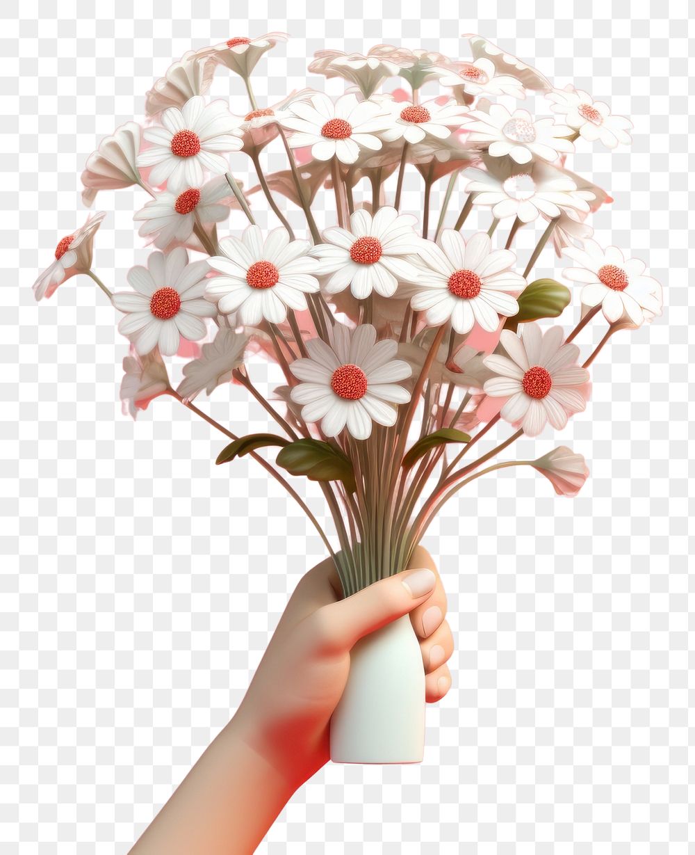 PNG Flower holding person plant. AI generated Image by rawpixel.