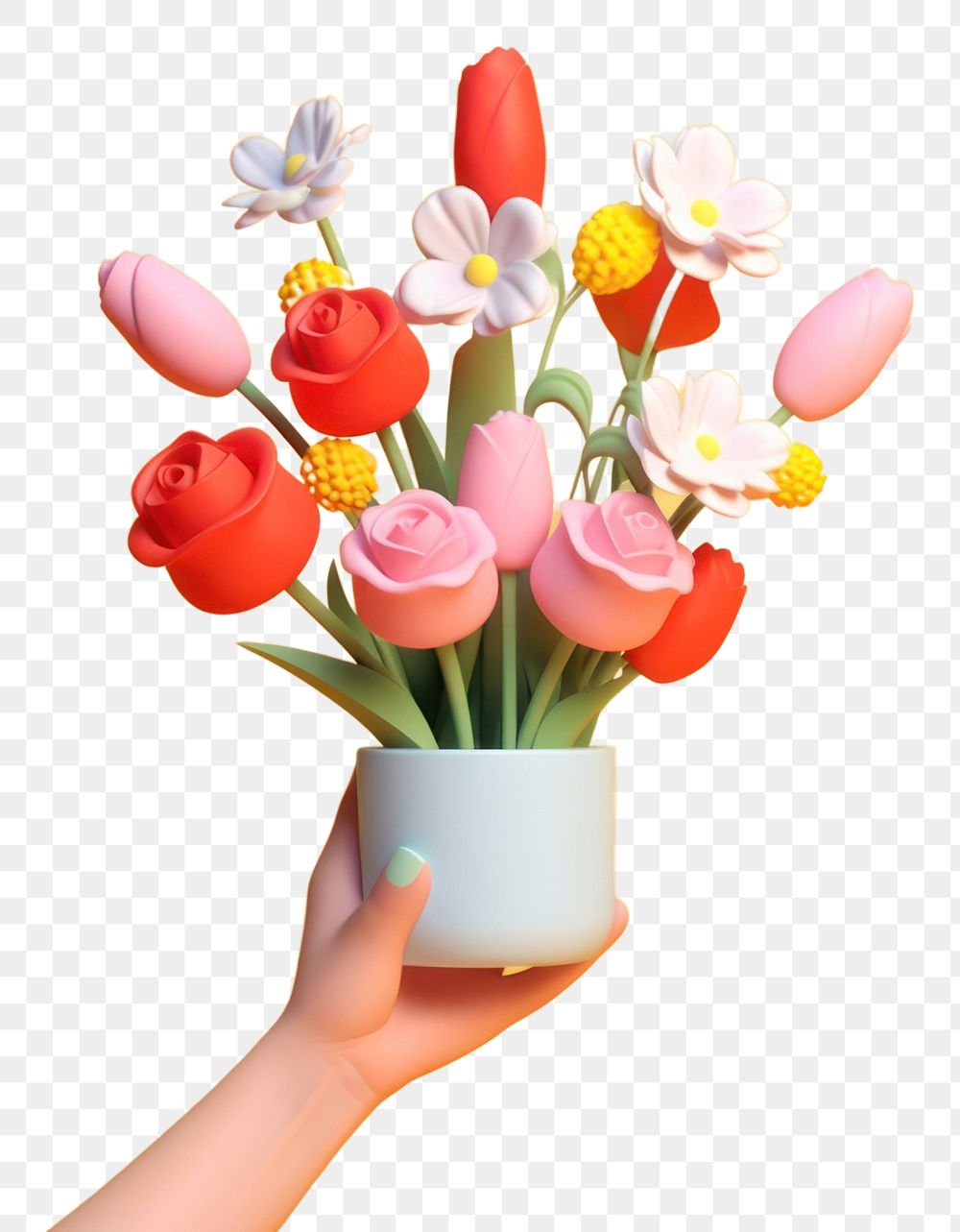 PNG Flower holding petal tulip. AI generated Image by rawpixel.