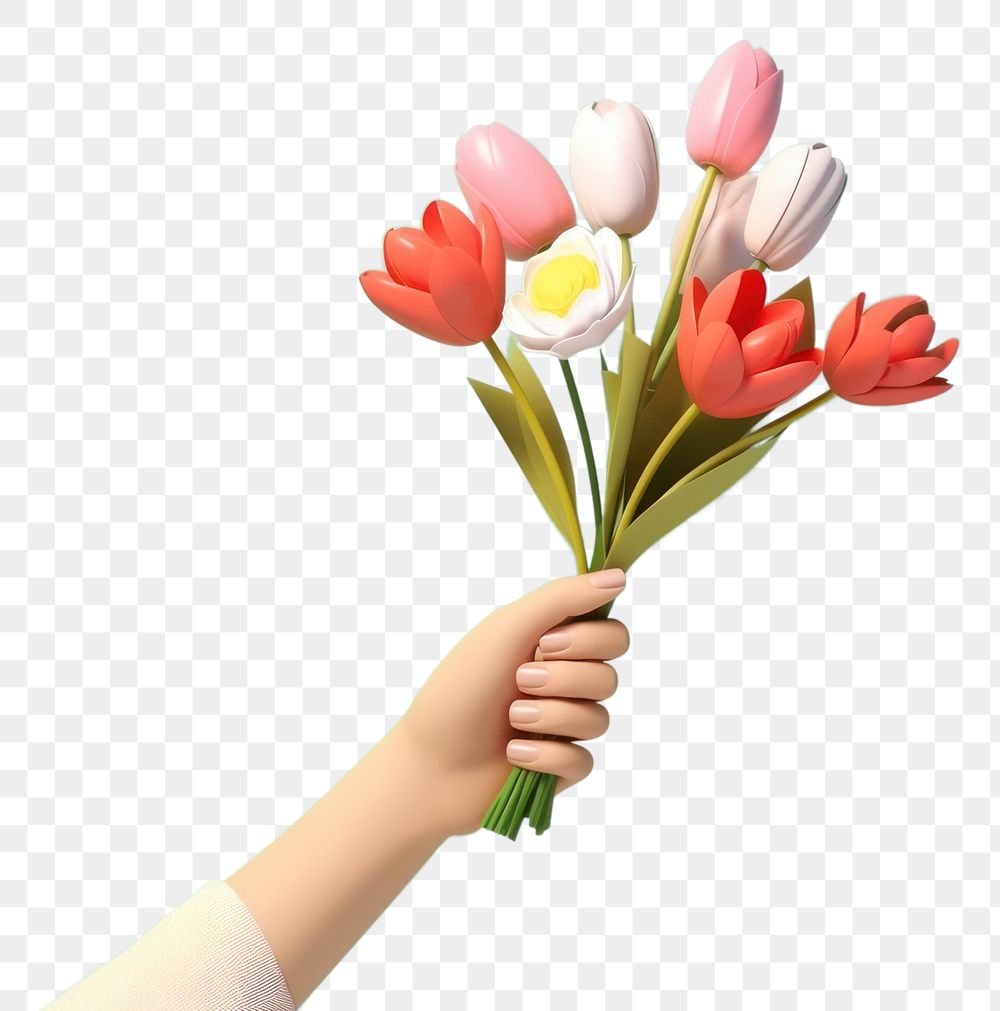 PNG Flower hand holding person. 