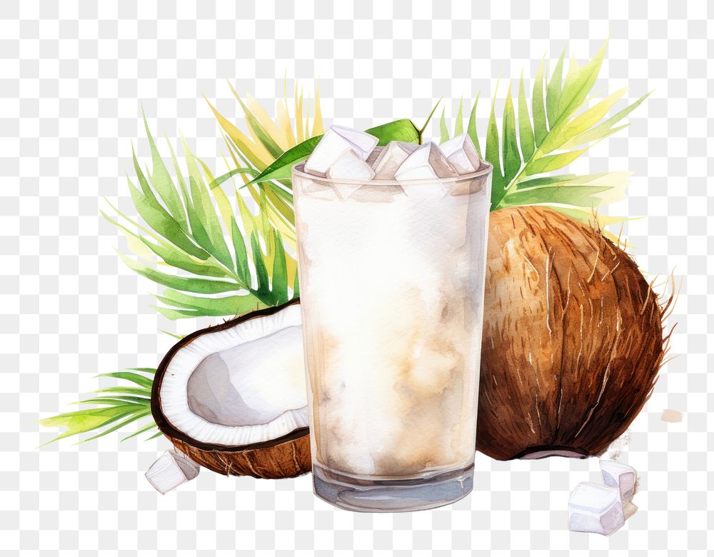 PNG Coconut drink cocktail fruit. 