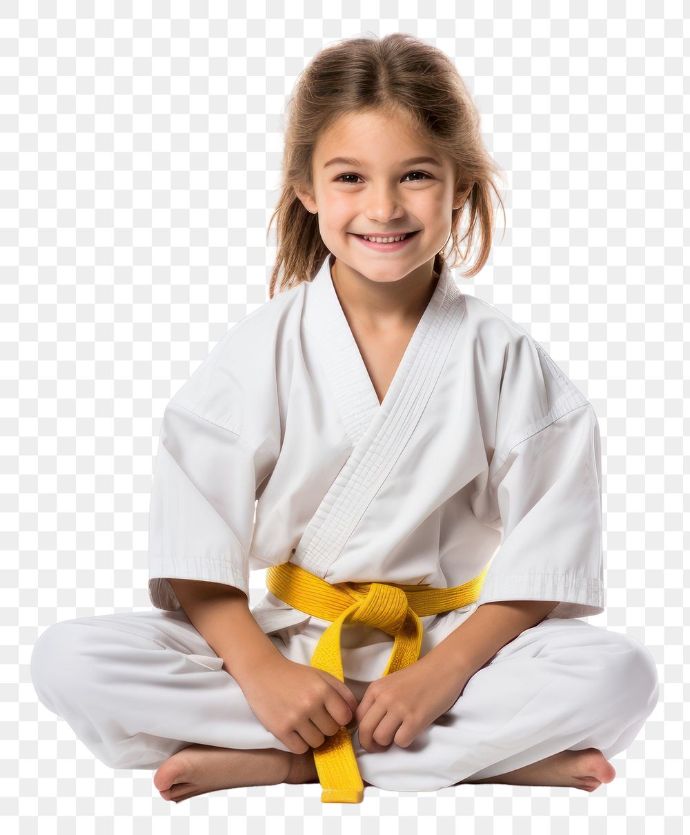 PNG Smiling sitting karate sports transparent background