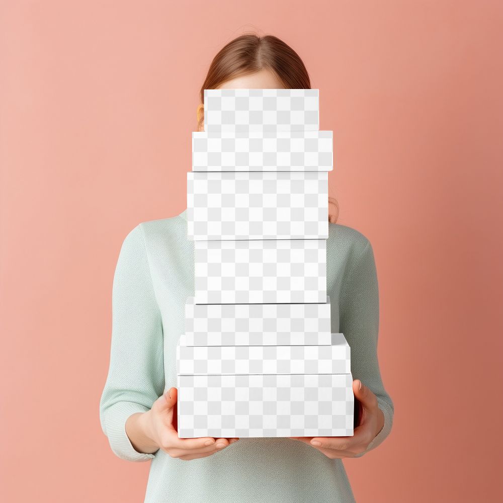 Stacked gift boxes png transparent mockup