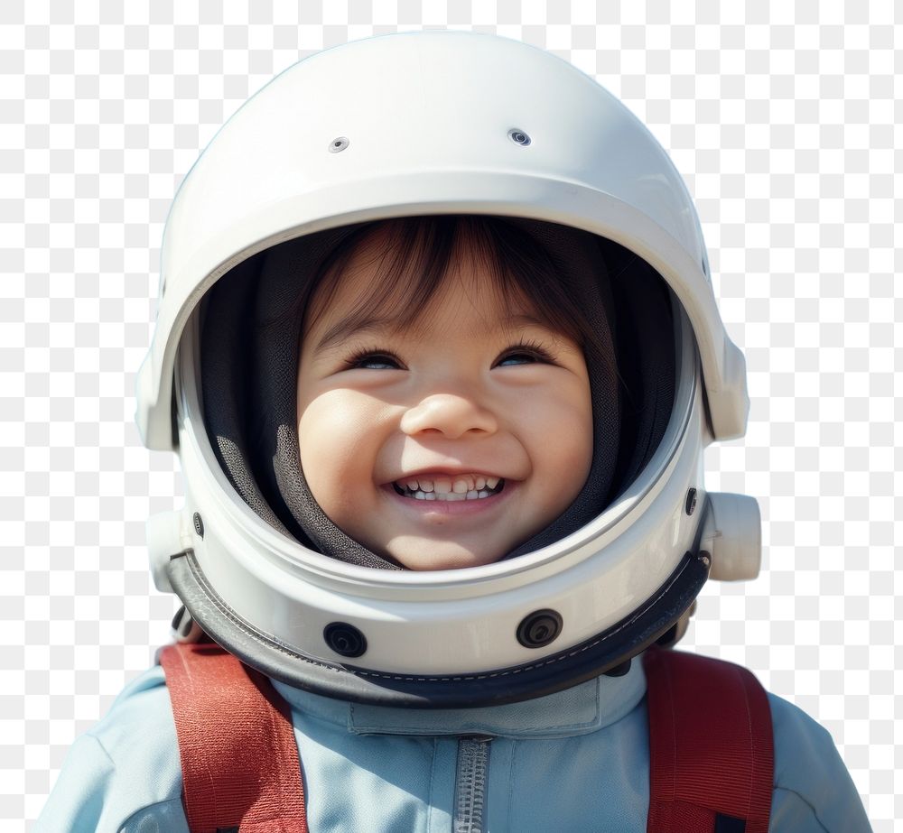 PNG Astronaut smiling helmet child transparent background