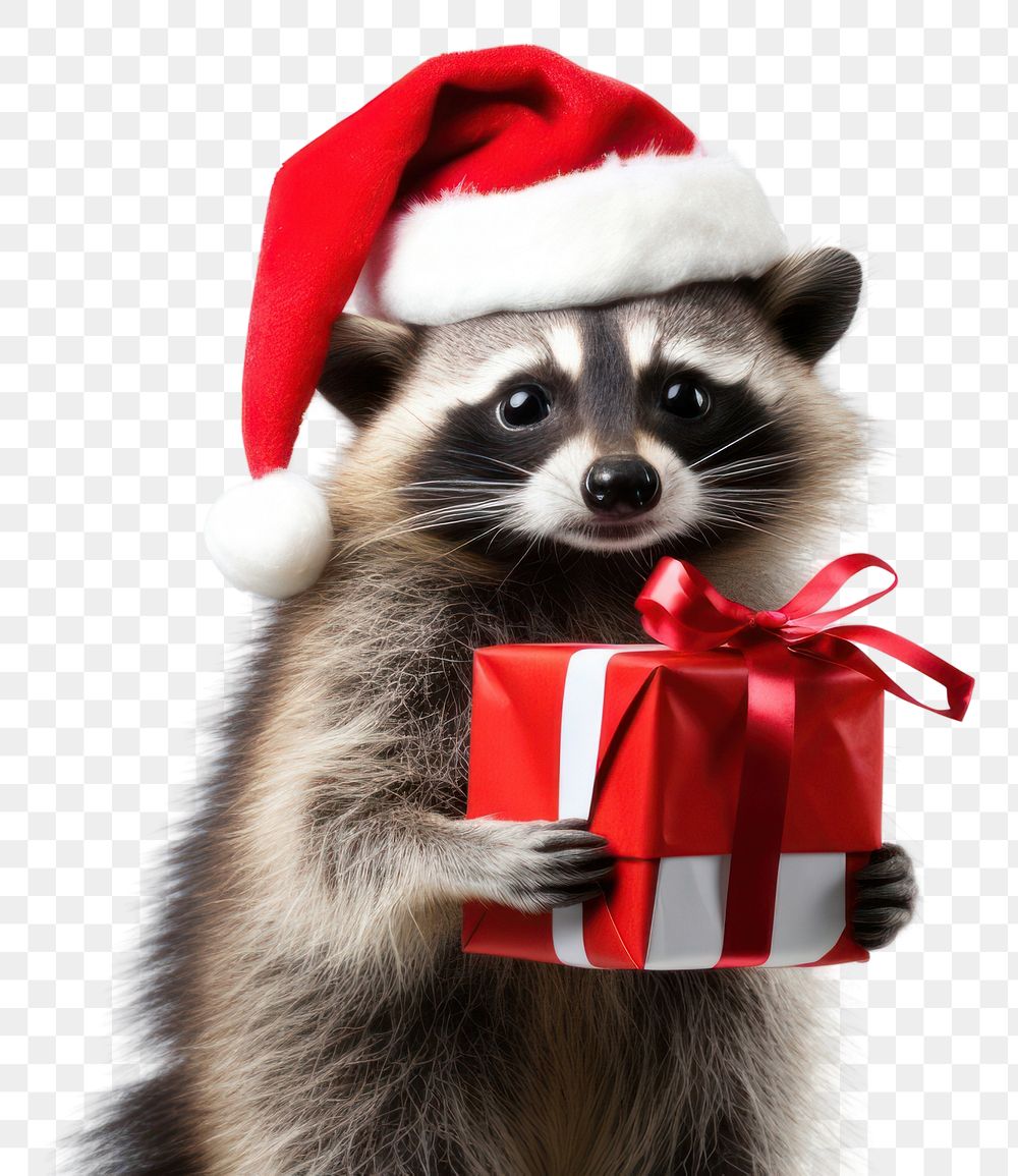 PNG Raccoon christmas portrait mammal transparent background