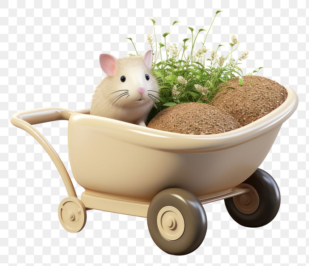 PNG Wheelbarrow vehicle rodent plant. AI generated Image by rawpixel.