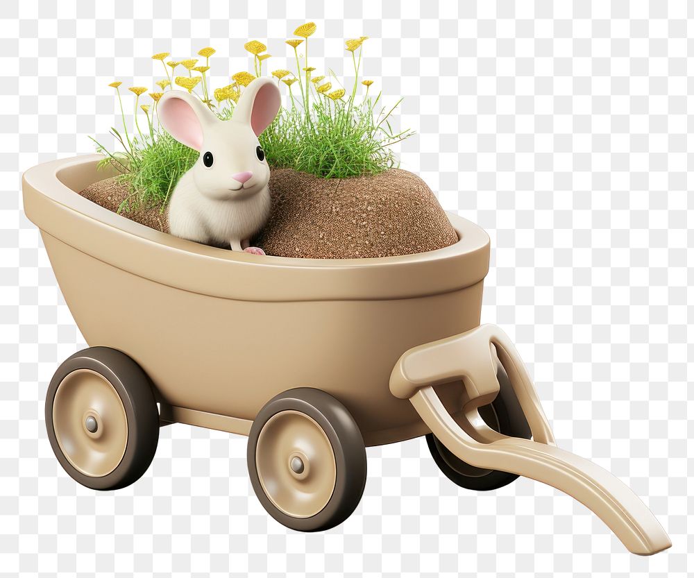 PNG Wheelbarrow vehicle cartoon mammal. AI generated Image by rawpixel.