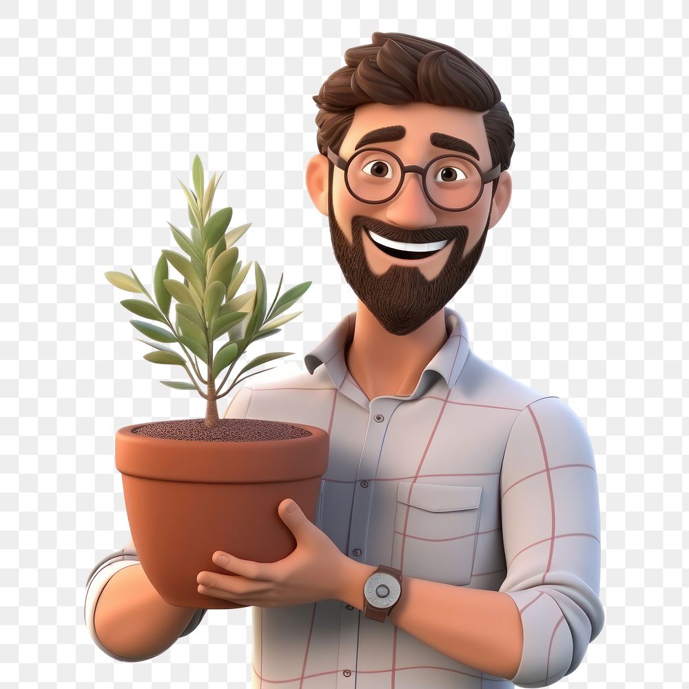 PNG Plant portrait smiling holding. AI generated Image by rawpixel.