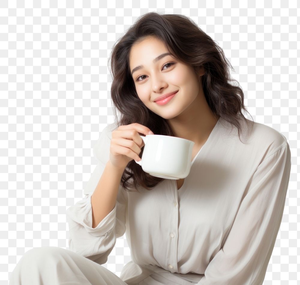 PNG Sitting smile cup mug transparent background