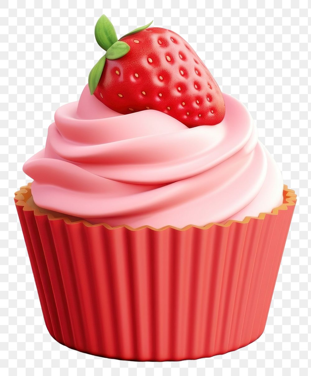 PNG Strawberry cake cupcake dessert. AI generated Image by rawpixel.
