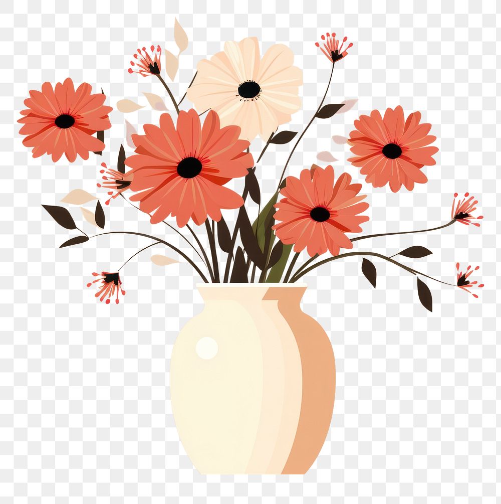 PNG Vase flower plant daisy. AI generated Image by rawpixel.