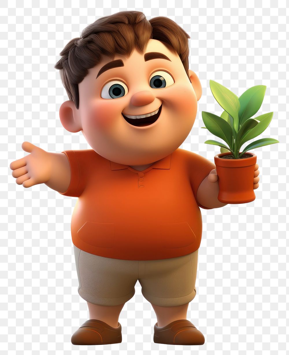PNG  Smiling cartoon plant toy. AI generated Image by rawpixel.