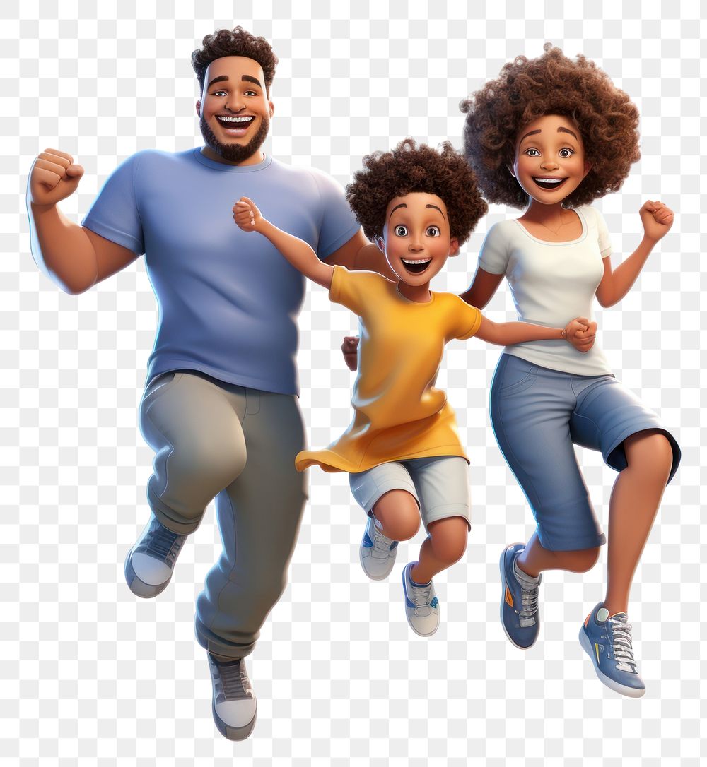 PNG Jumping laughing cartoon father. AI generated Image by rawpixel.
