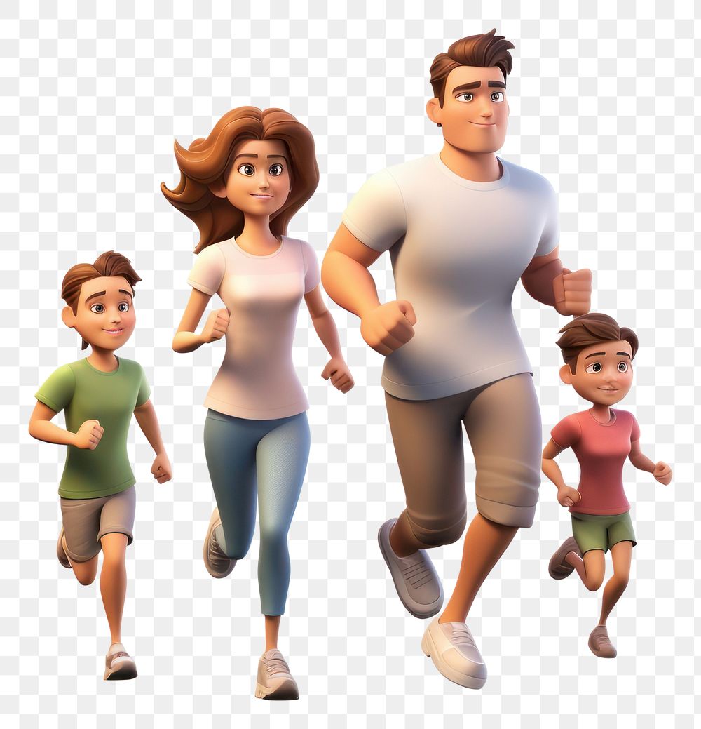PNG Running family adult transparent background. AI generated Image by rawpixel.