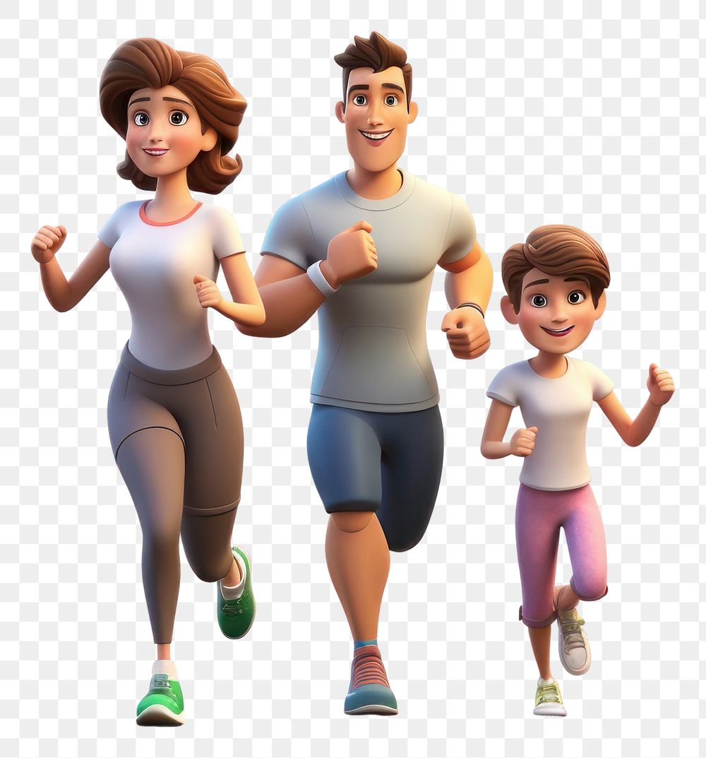 PNG Running family adult transparent background. 