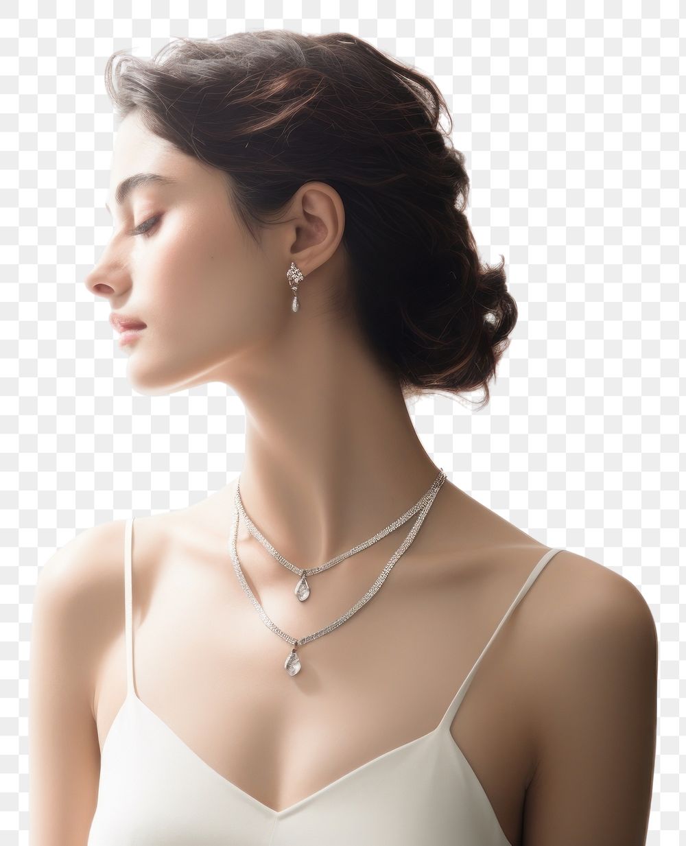 PNG Jewelry necklace adult white. AI generated Image by rawpixel.