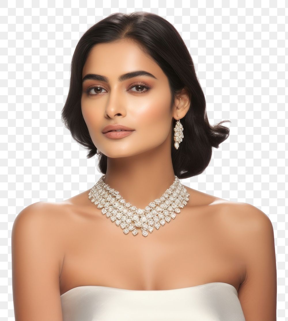 PNG Jewelry necklace portrait photo. AI generated Image by rawpixel.