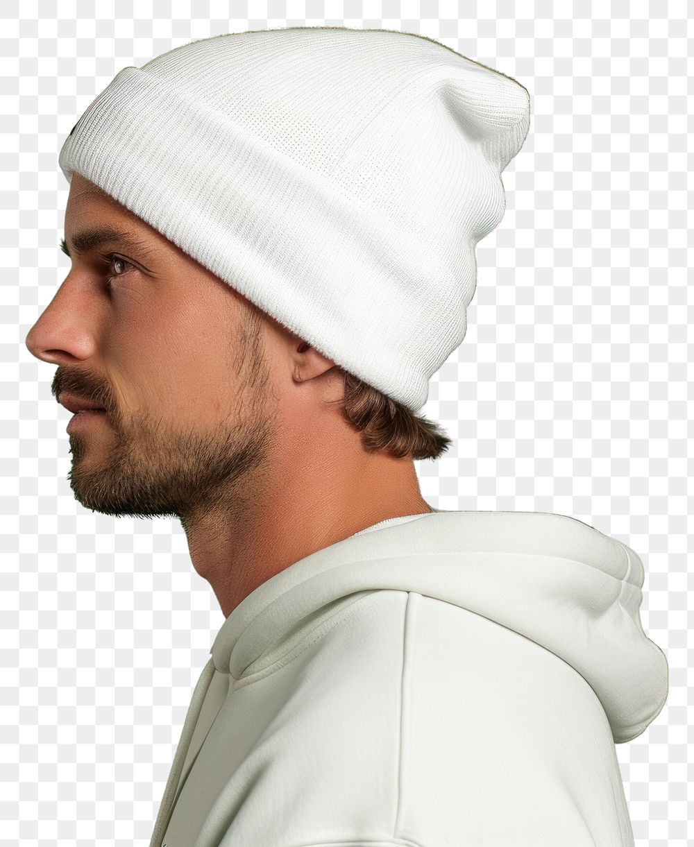 PNG Beanie adult white hat. AI generated Image by rawpixel.