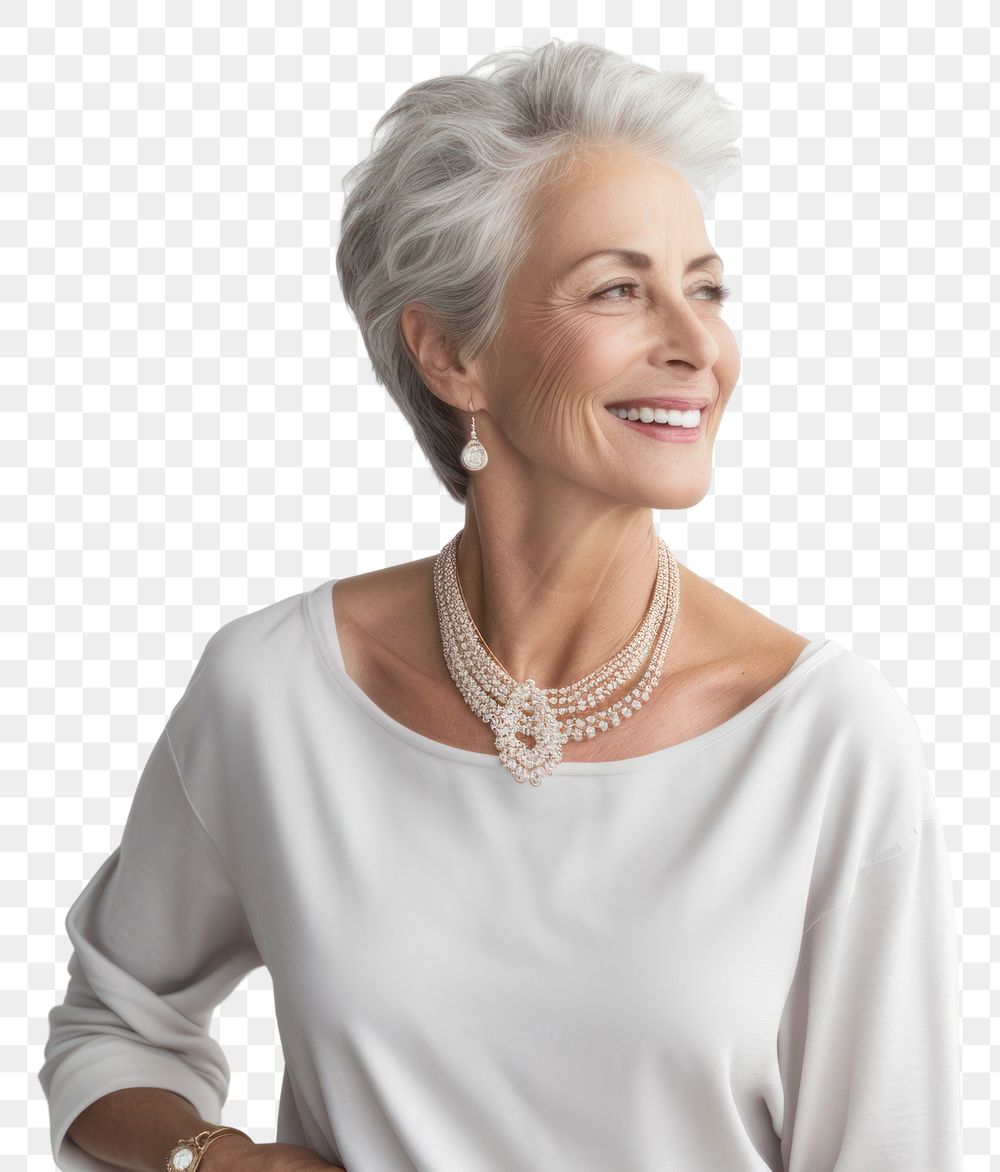 PNG Jewelry necklace laughing smile. AI generated Image by rawpixel.