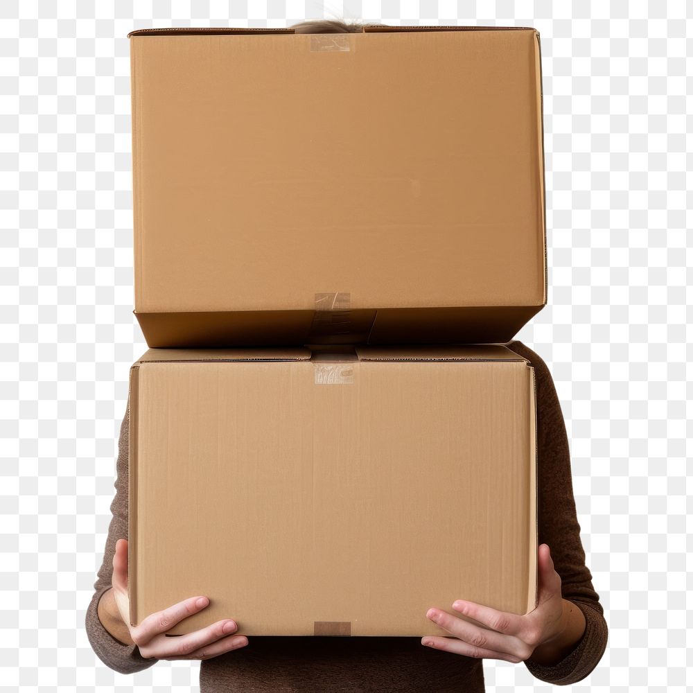 PNG Cardboard carton box carrying. AI generated Image by rawpixel.