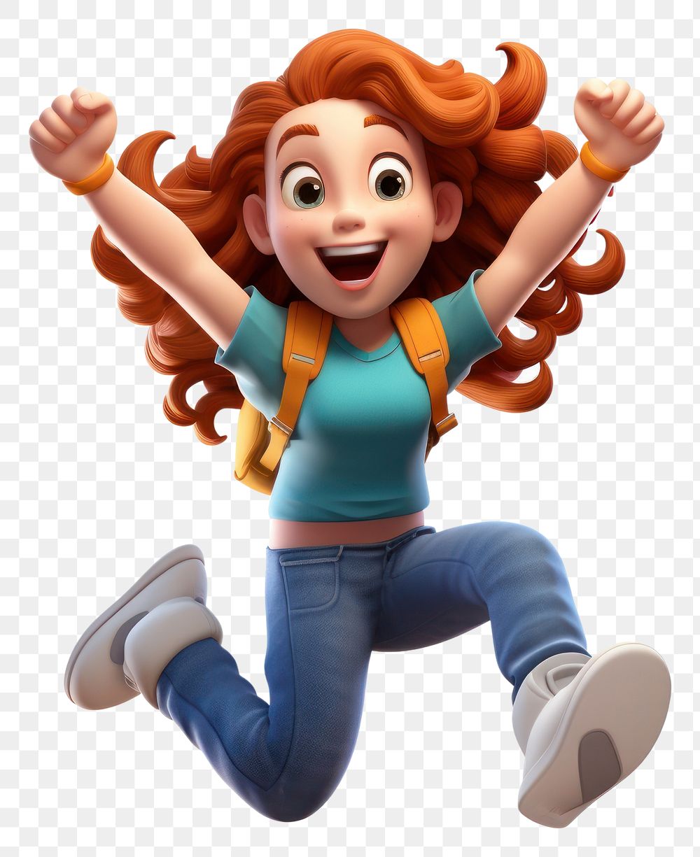 PNG Cartoon jumping women toy. AI generated Image by rawpixel.