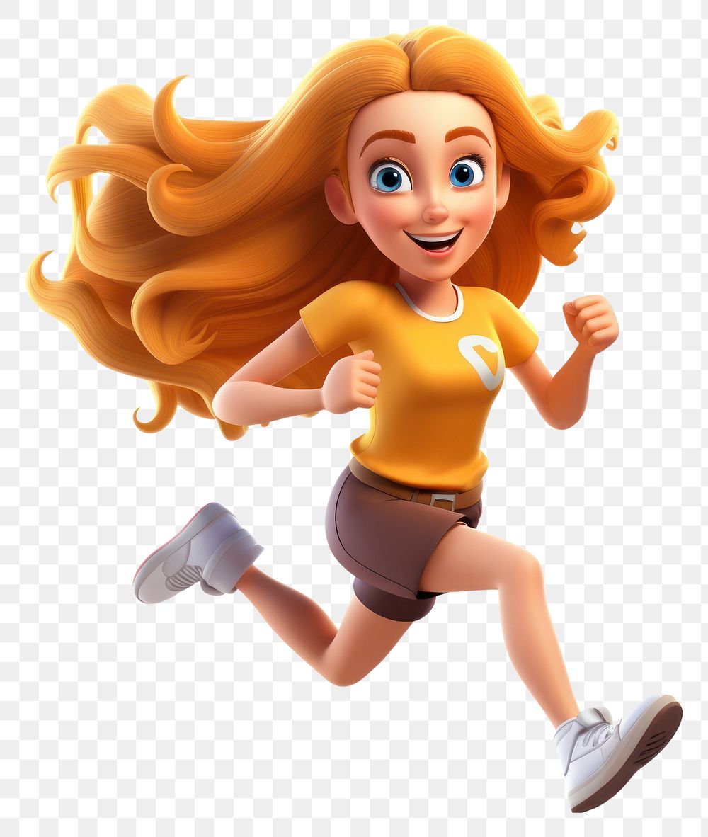 PNG Cartoon running women toy. AI generated Image by rawpixel.