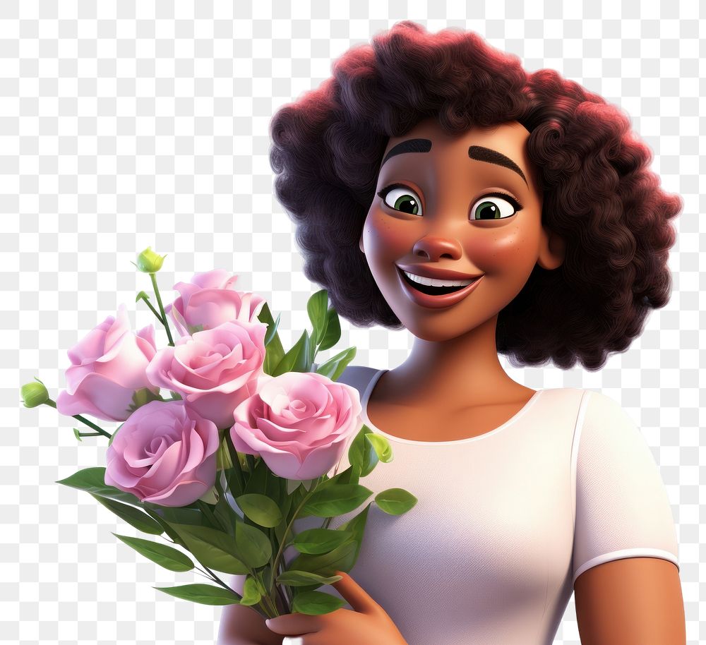 PNG Rose smiling cartoon flower. 