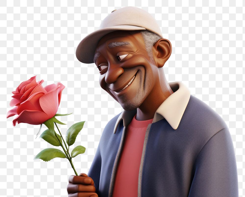PNG Rose portrait cartoon flower. AI generated Image by rawpixel.