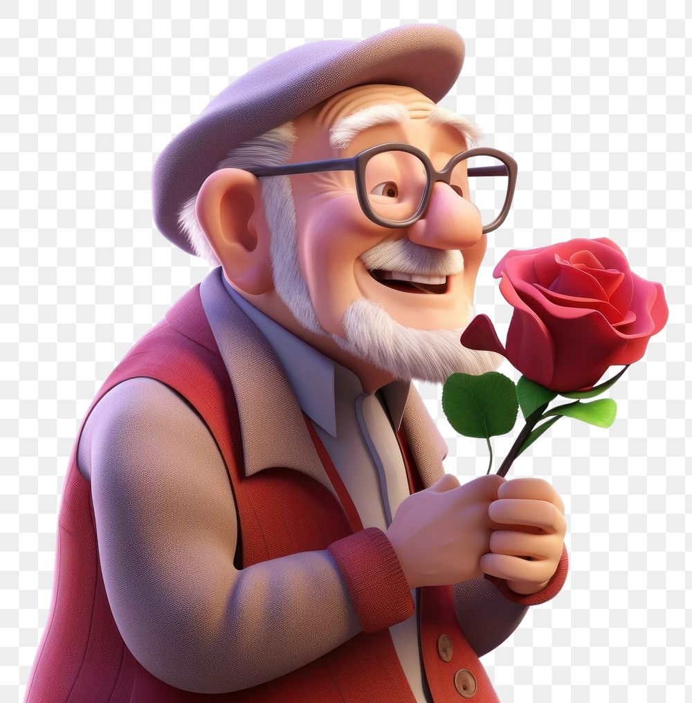 PNG Cartoon rose glasses flower. AI generated Image by rawpixel.