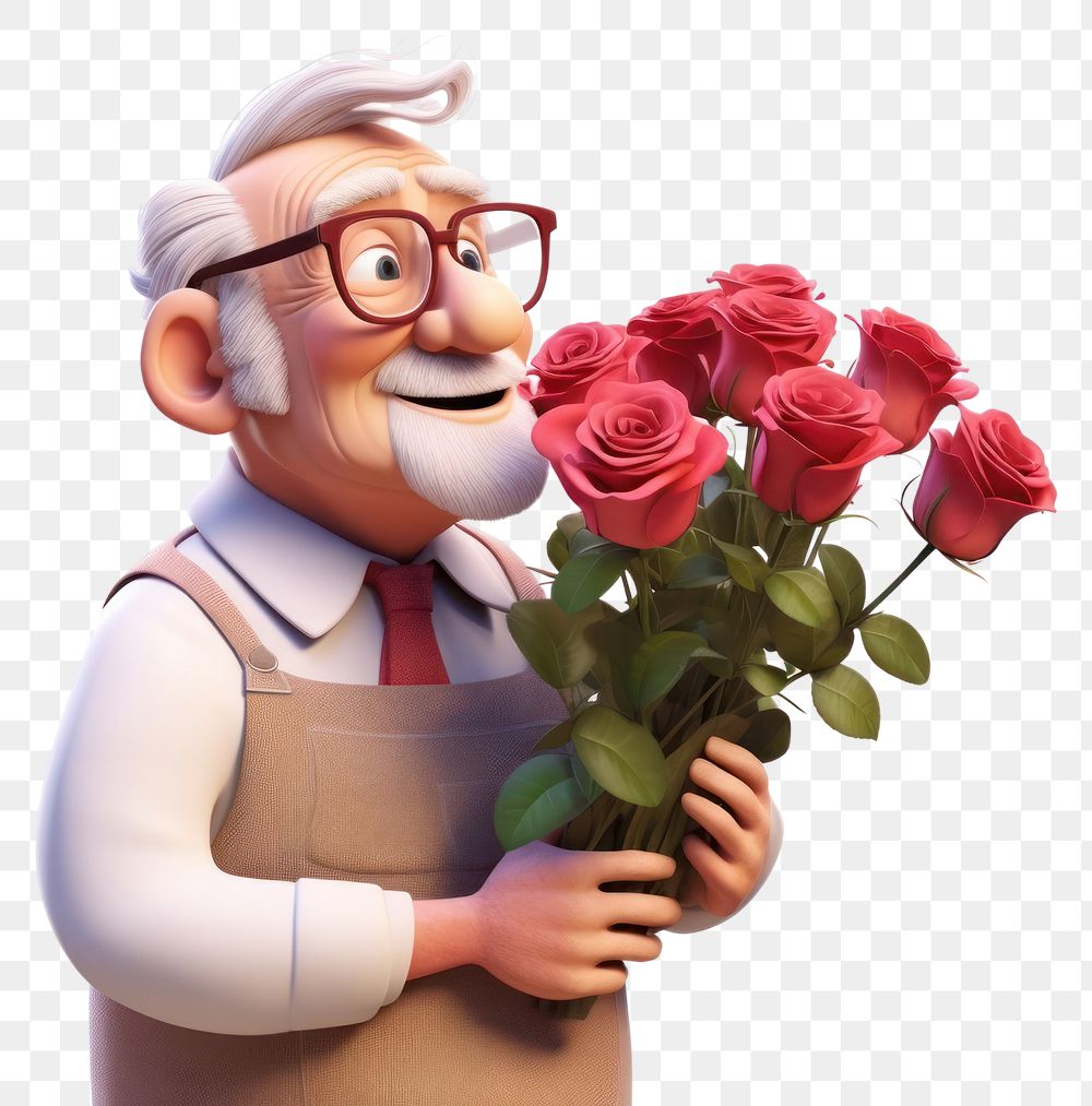 PNG Cartoon rose glasses flower. AI generated Image by rawpixel.