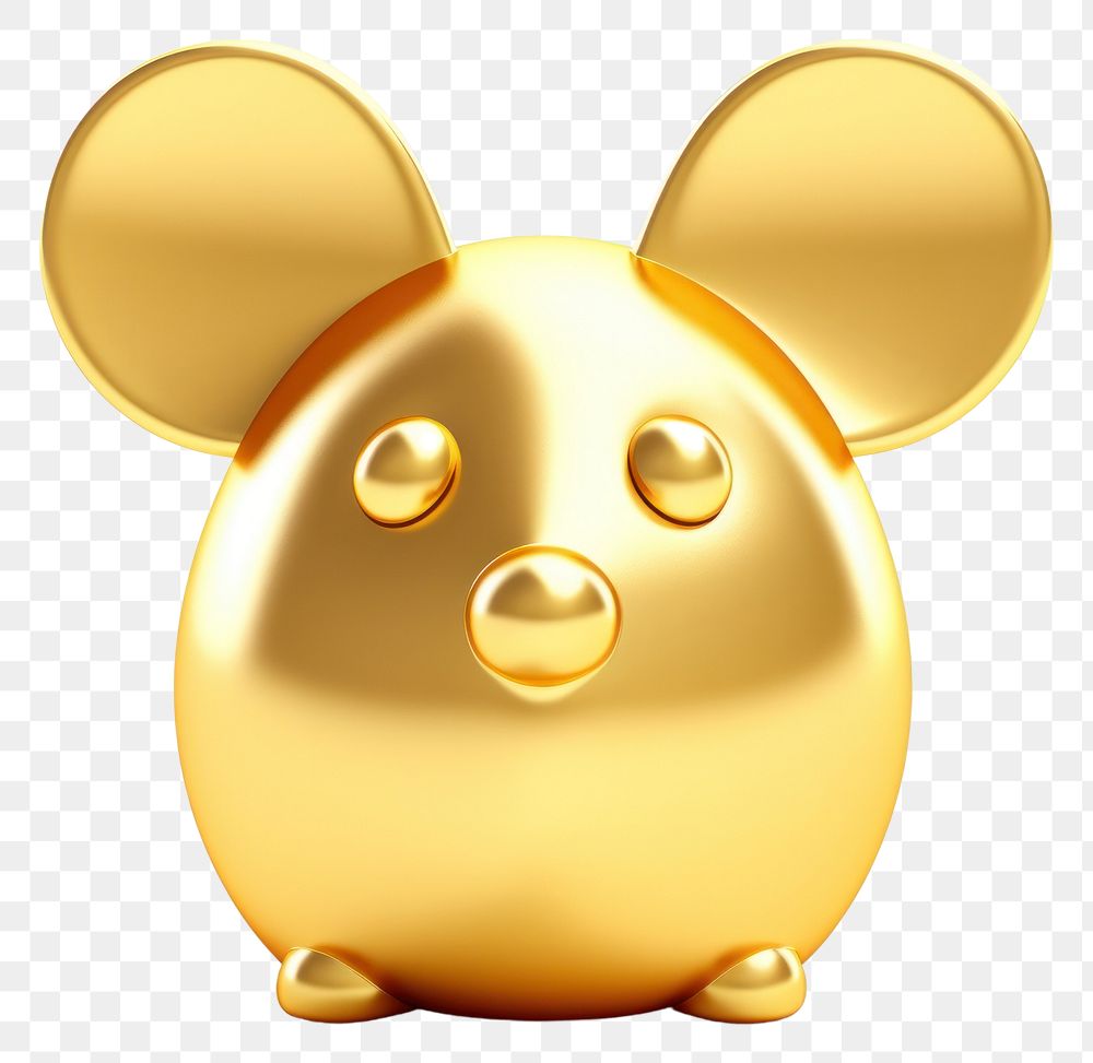 PNG Gold cartoon mouse white background. AI generated Image by rawpixel.