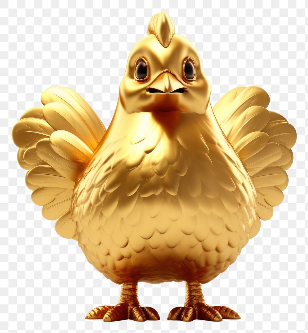 PNG Gold chicken cartoon animal. AI generated Image by rawpixel.
