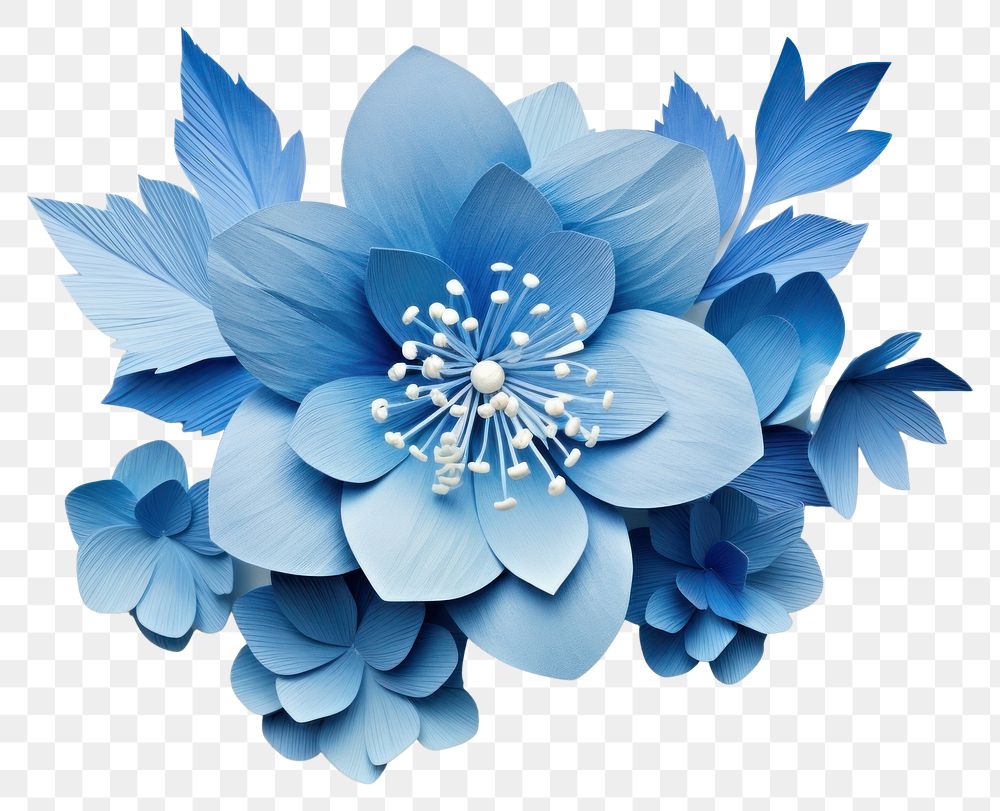PNG Flower plant paper blue. AI generated Image by rawpixel.