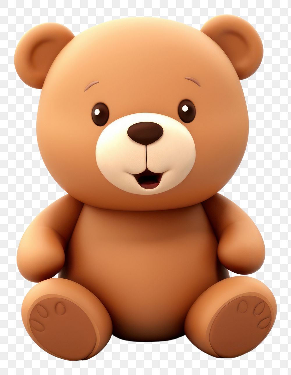 PNG Cartoon plush bear toy. 