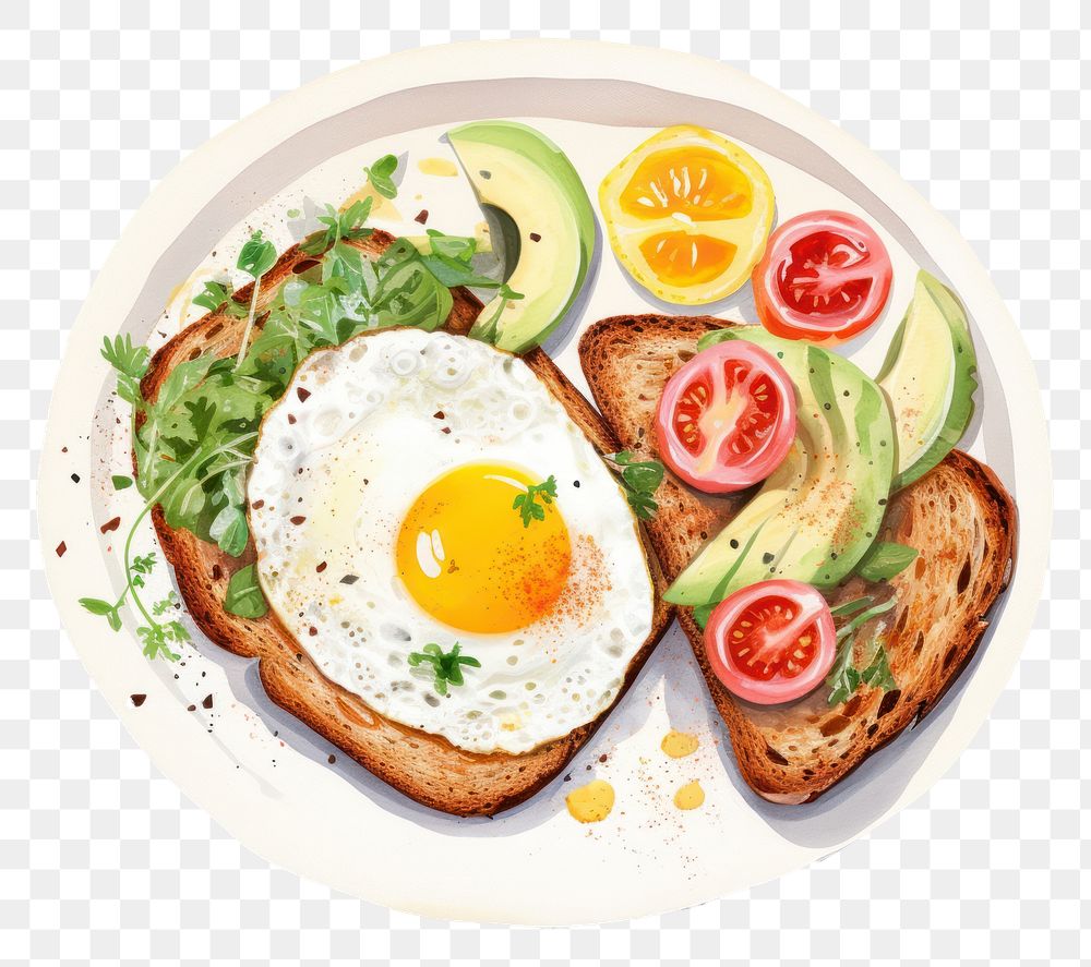 PNG Plate breakfast bread food. AI generated Image by rawpixel.
