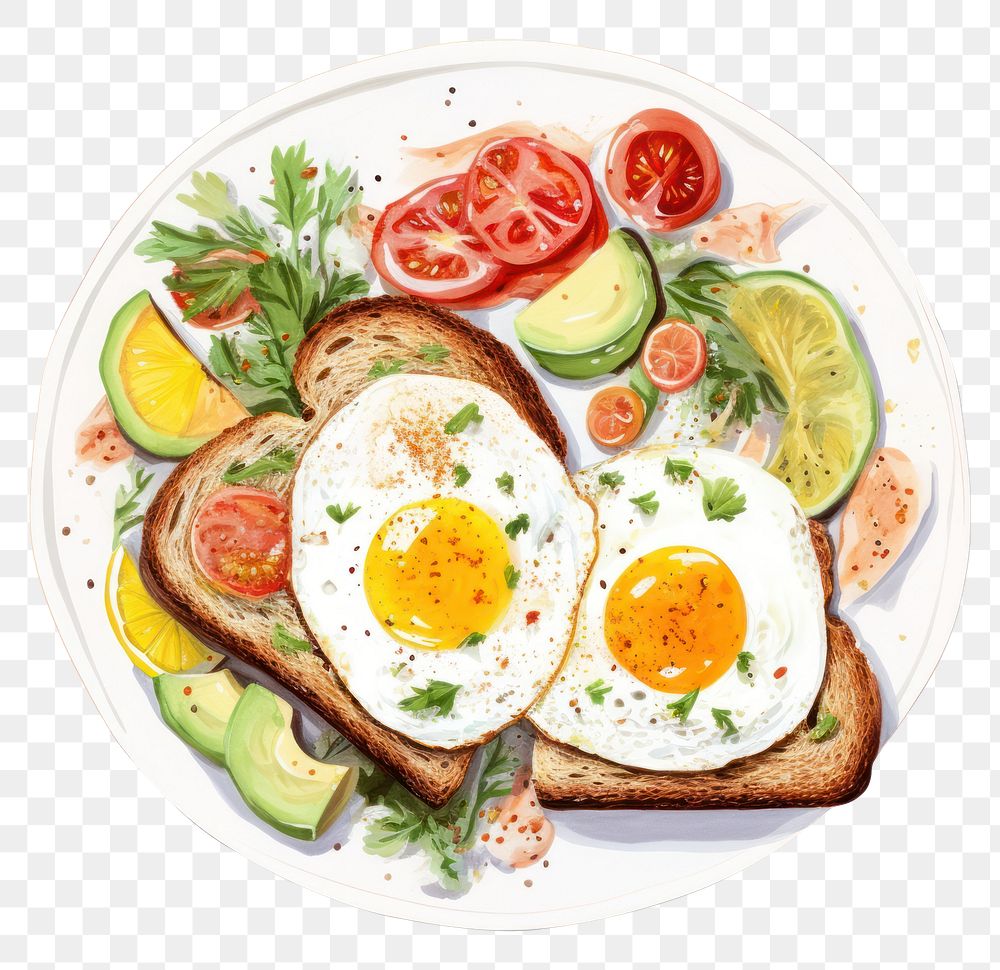 PNG Bread plate breakfast food. AI generated Image by rawpixel.
