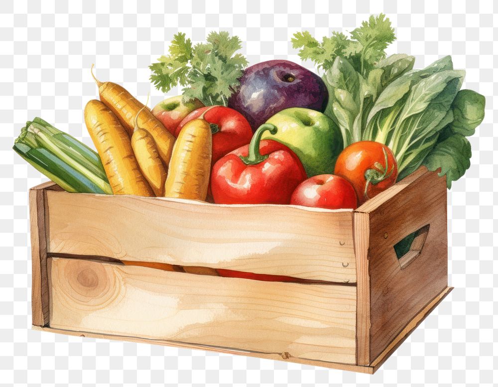 PNG Box vegetable apple crate. AI generated Image by rawpixel.